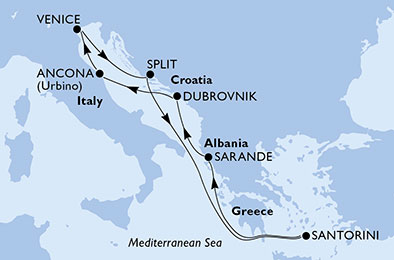 8-ДНЕВЕН КРУИЗ  БОРДА НА MSC SINFONIA - VENICE, SPLIT, SANTORINI, SARANDE, DUBROVNIK, ANCONA 2019