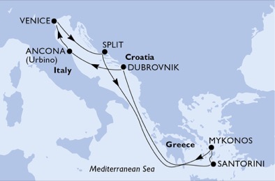 8-ДНЕВЕН КРУИЗ НА БОРДА НА MSC SINFONIA - VENICE, SPLIT, SANTORINI, MYKONOS, DUBROVNIK, ANCONA 2019