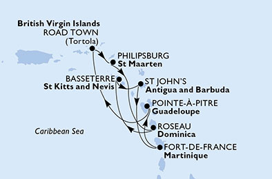 8-Дневен круиз на борда на MSC Preziosa - Fort de France, Pointe-A-Pitre, Road Town, Philipsburg, Roseau, Basseterre, St. John's